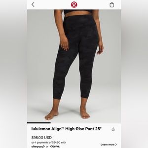 lululemon Align™ High-Rise Pant 25" in Heritage 365 Camo Deep Coal Multi